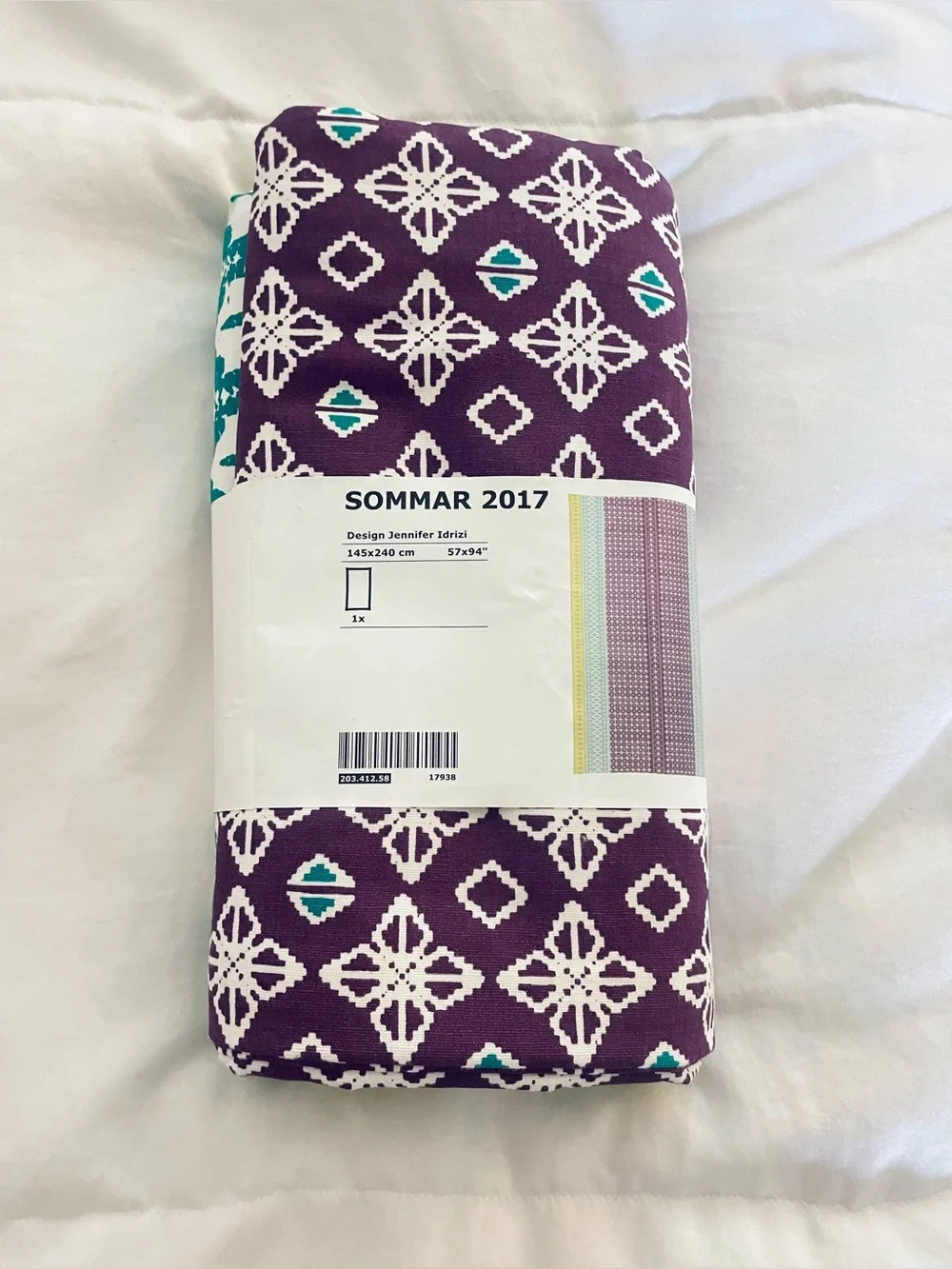 NIP IKEA Tablecloth Cotton Purple Yellow Turquoise Geometrical Sommar 2017 57x94